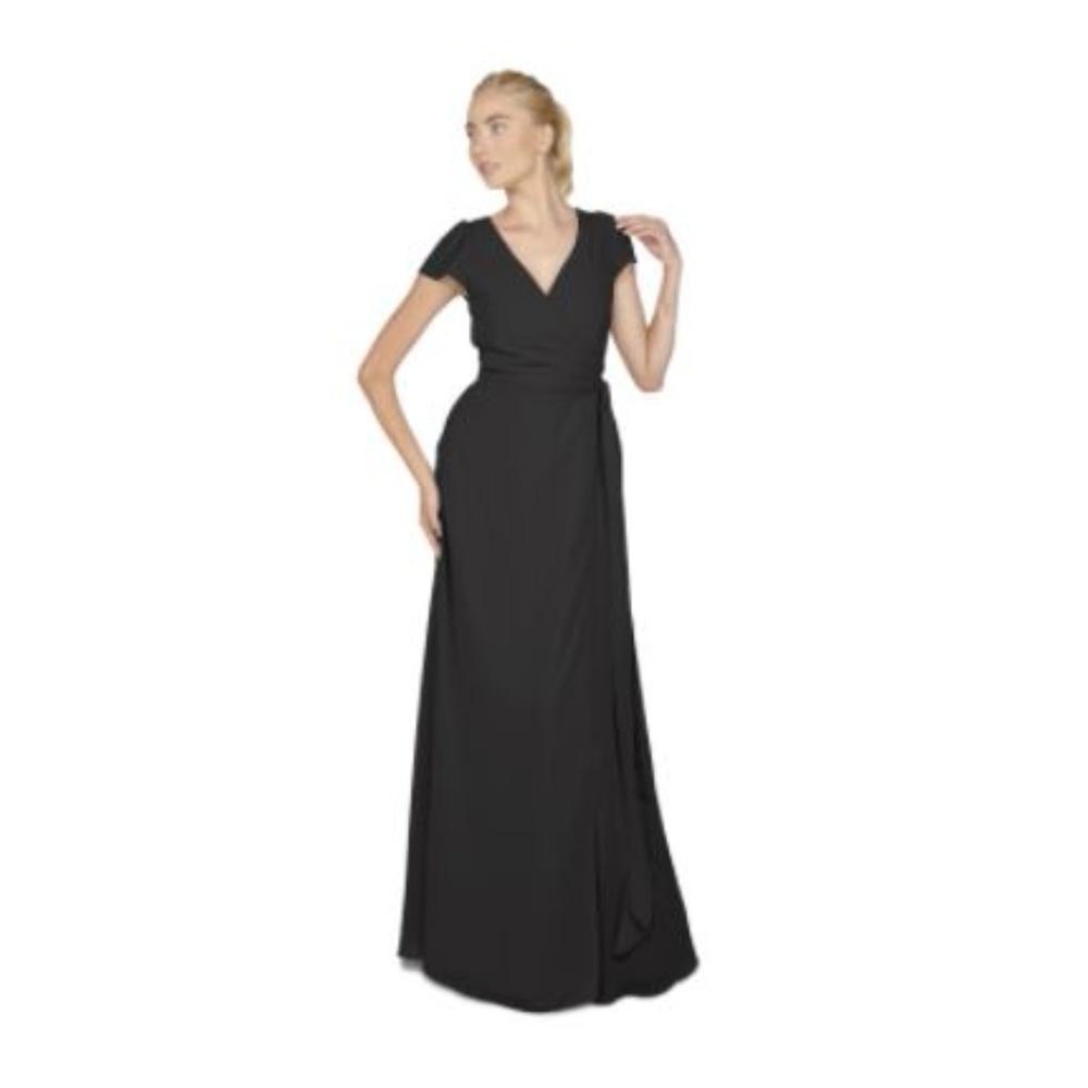 Joanna August Aurele Long Black Wrap Dress